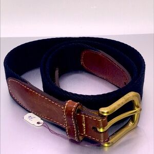 Men's Black and Brown Belt with Gold Tone Solid Brass Buckle